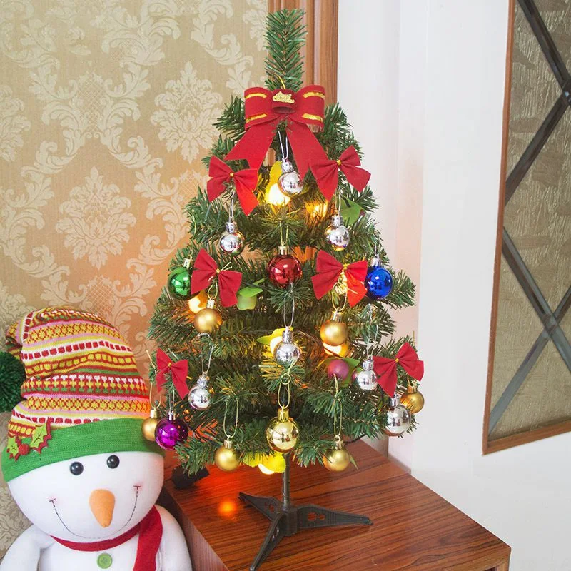 

Elegent Mini 60cm Light Christmas Tree With Colorful Toy Balls Office Table Party Home Decorative Light Xmas Tree New Year