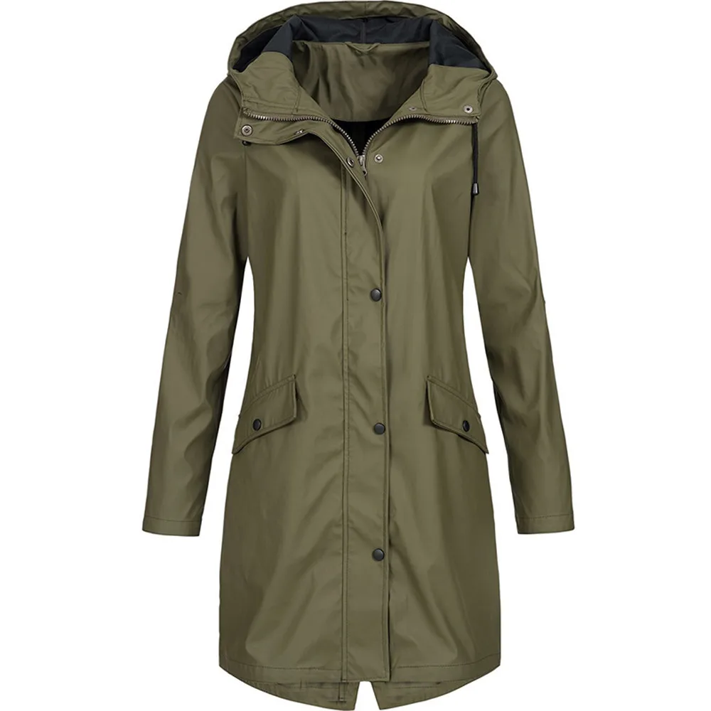 

2019 New Women's Casual trench coat oversize Solid Rain coats Outdoor Hoodie Waterproof Coat Overcoat Windproof Outwear 6.27