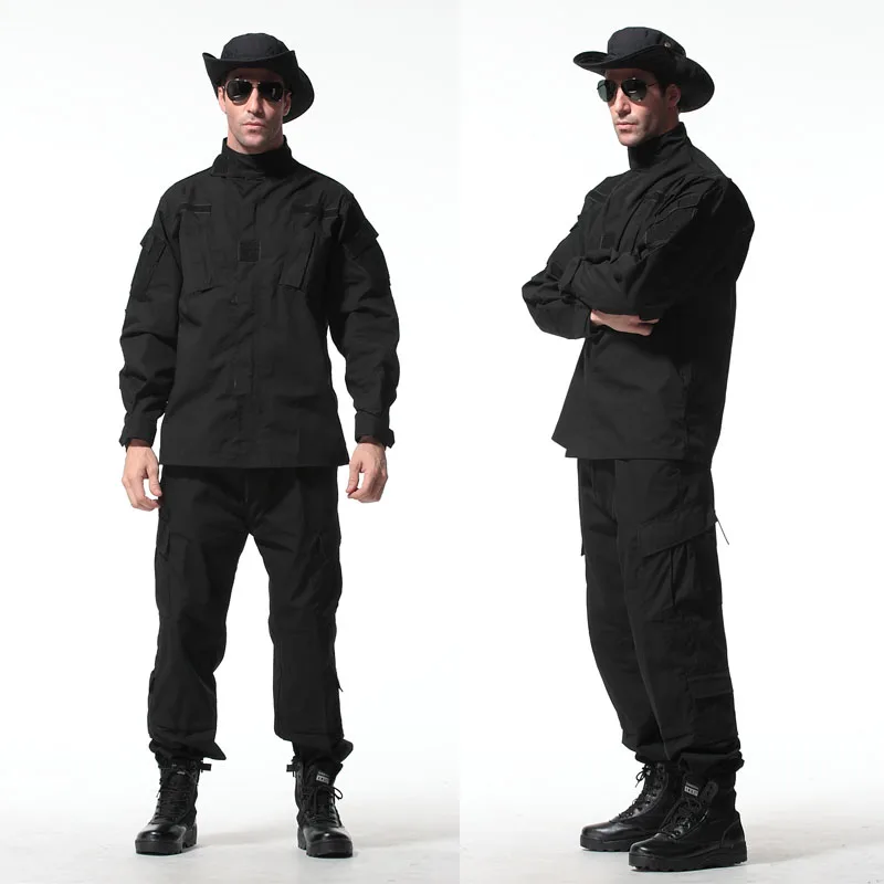 Тактический камуфляжная, с расцветкой Мультикам форма костюм Мужские военный охотничий cp, наборы из рубашки и брюк, Одежда для охоты комплект S-XXL Размеры - Цвет: Black