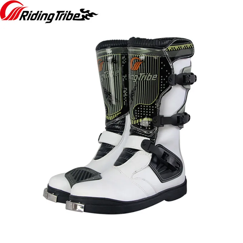 Riding Tribe/мужские мотоциклетные ботинки для верховой езды; нескользящая обувь до середины голени с защитными шестернями; обувь для мотогонок; Adventure Boot; B1007 - Цвет: Белый