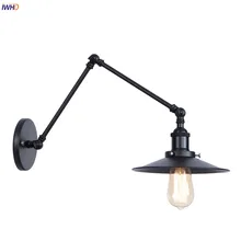 IWHD negro Retro LED lámparas de Pared al lado de la escalera pasillo Loft Industrial Swing lámpara de Pared con brazo largo Vintage Aplique Luz Pared