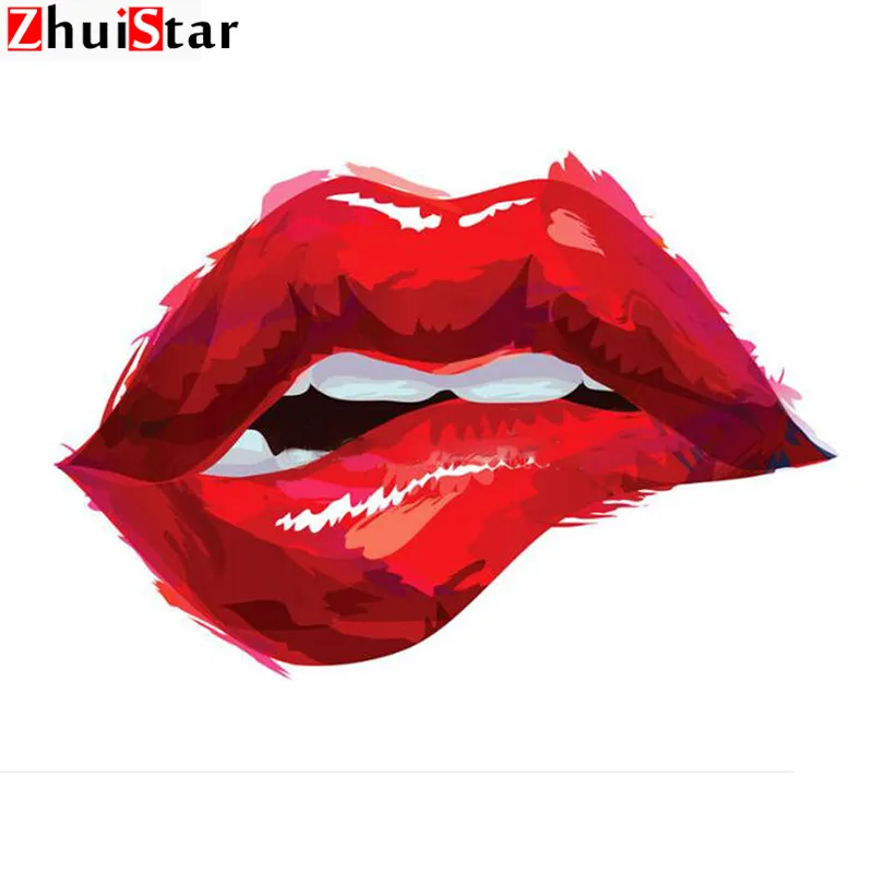 Full Square Diamond Painting Portrait Cross Stitch Red Lips Mosaic Handicraft Embroidery Trend Home Decor XY1 | Дом и сад