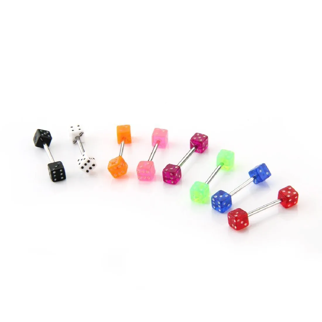 

Hot Sale 30Pcs Stainless Steel Dice Shaped Tongue Nipple Bars Rings Cute Piercing Fashion Cube Barbells