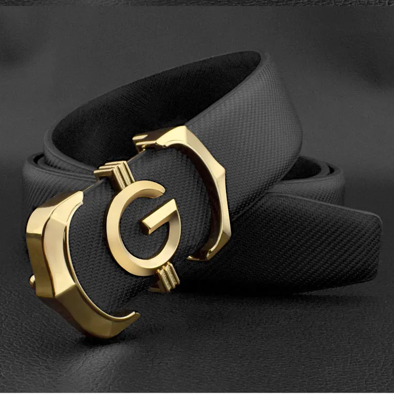 White and Black Men's Belts with G Letter Buckle | Jewelry Addicts