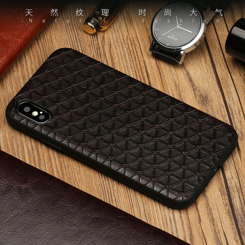 Чехол для телефона из натуральной кожи iPhone X чехол в деловом стиле с треугольной