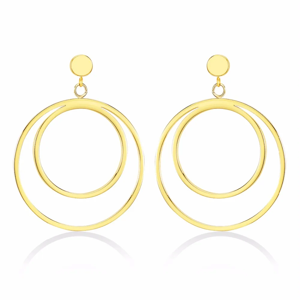 

Drop Earrings for Woman Silver&Gold Color Shiny Round Earrings Titanium Post Dress Jewelry Accessories brinco SS032E