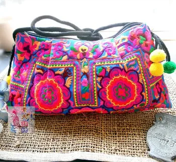 

Hot Canvas Ethnic Bag Fancy Flower Embroidery Handbag Women shoulder messenger Bags Bolsos Muje