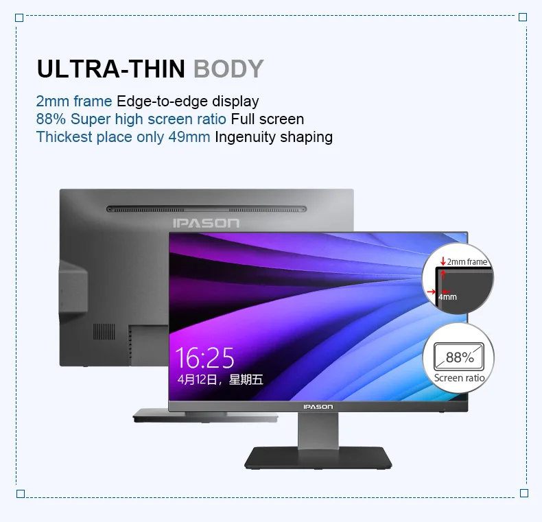 Rato de Negócios e Teclado Ipason Polegadas Escritório Desktop Tudo-em-um pc - Intel 4-core J3160 8g Ram 120g Ssd Wifi Ultra-fino P22 21.5 8 pc intel 4-core j3160 8g ram 120g