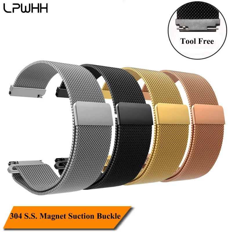 LPWHH Stainless Steel Milanese Strap For Smart Watch Loop Watch Band Bracelet 14 16 18mm 20mm