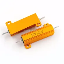 Rx24 50w 12r 12rj metal alumínio caso resistor de alta potência caso escudo de metal dourado resistência do dissipador calor resistor 12 ohm 50w