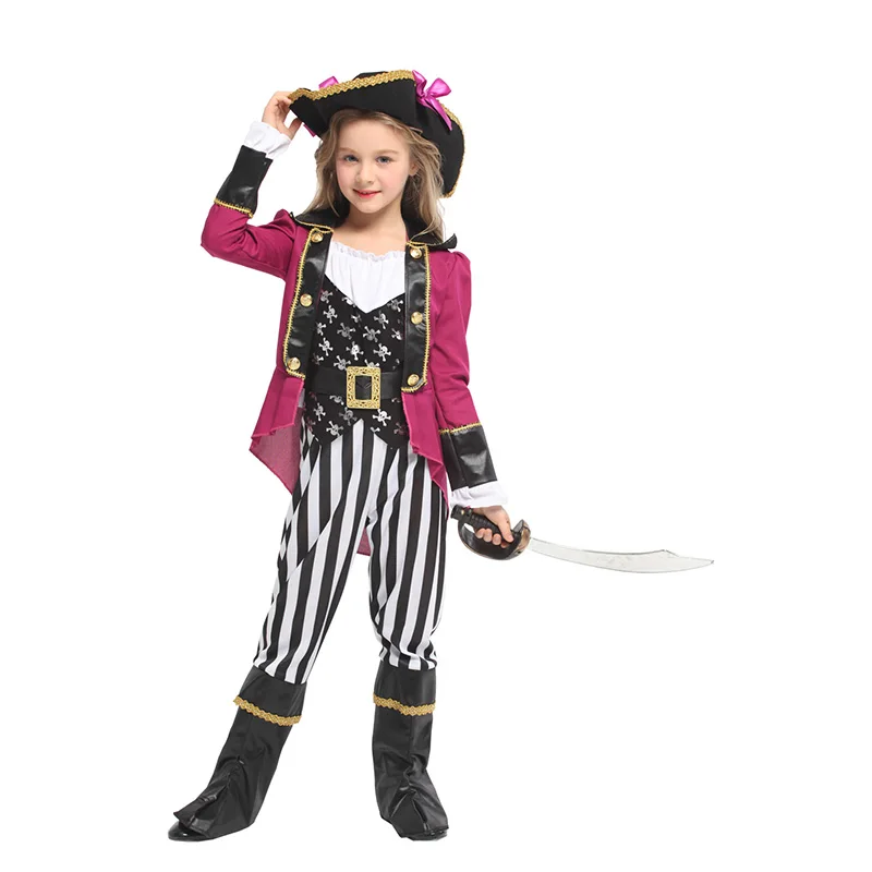 

HUIHONSHE New Halloween Christmas Gift Pirate Costumes Girls Party Cosplay Costume for Children Kids Clothes Performance