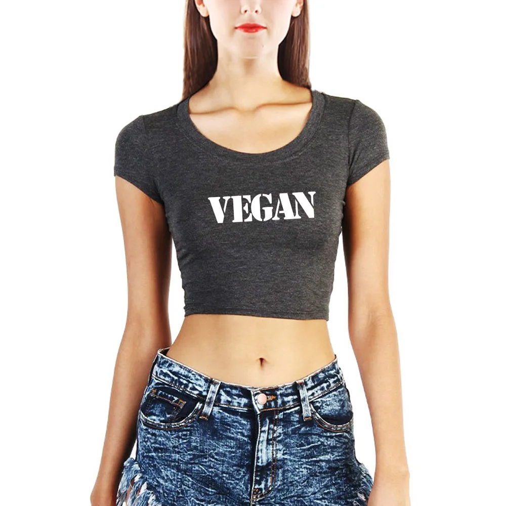 

Loo Show Womens Vegetarian Vegan Workout Crop Tops T Shirts