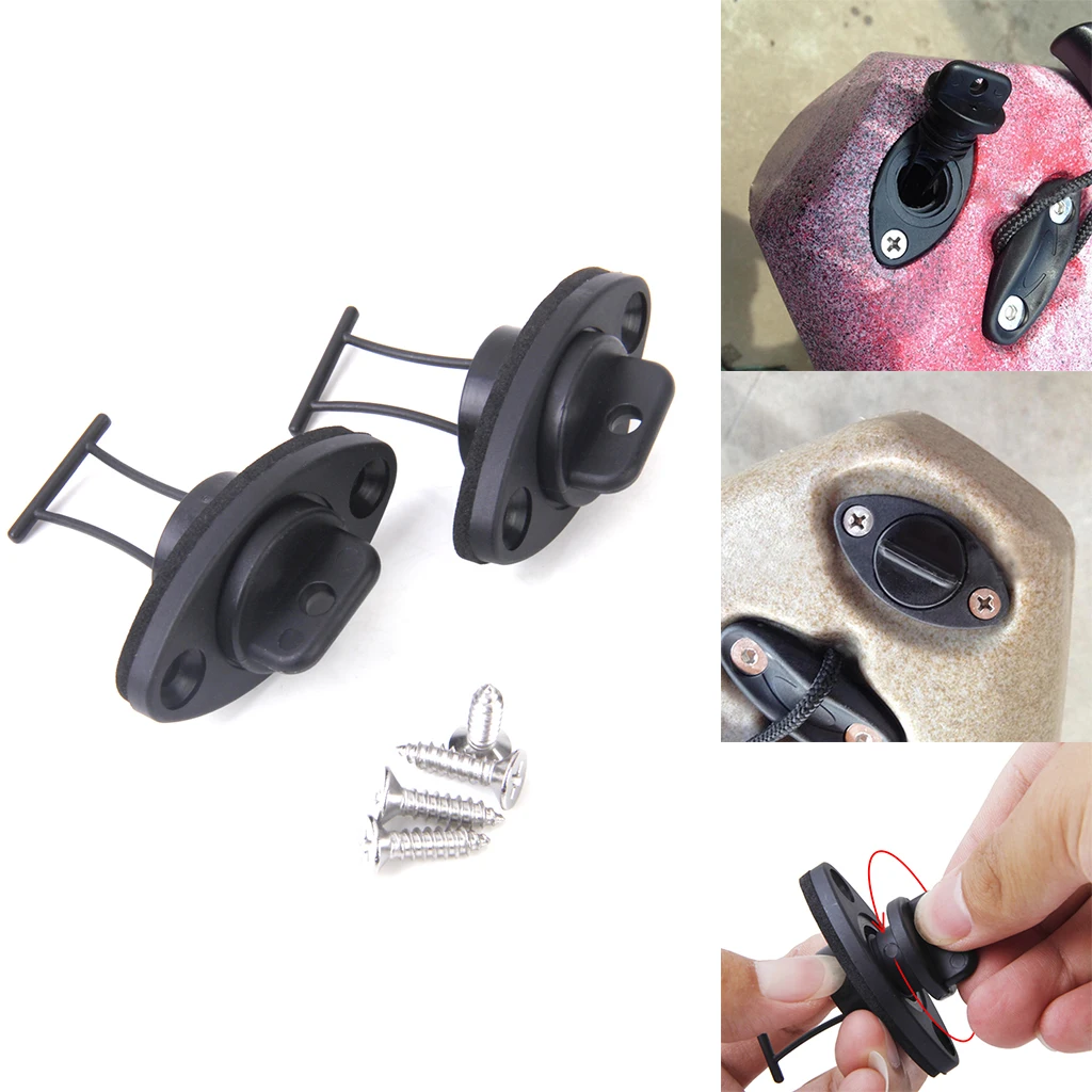 2 Pcs Universal O-ring Drain Plug With 4 Pcs Screws Rowing Boat Accessories Marine for Kayak Canoe Boat Black