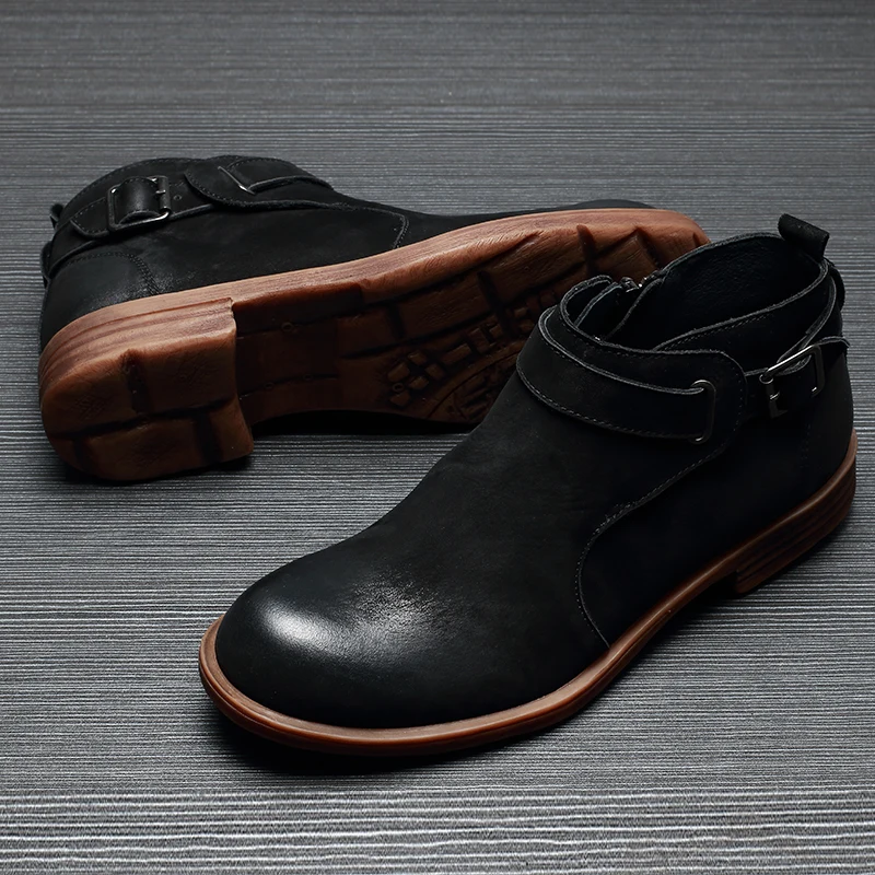 Chelsea Del Todo Hombre Altos brown Negro Botas Genuino fósforo Para Hombres Vaquero De Vaca Vestido Zapatos Cuero Invierno Los Otoño xqCwv80PC