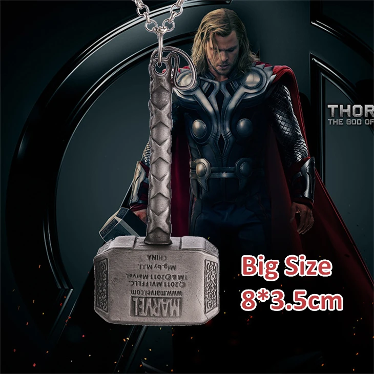 Винтажное ожерелье thor 2 the dark world большой размер античный оловянный Молот Тора