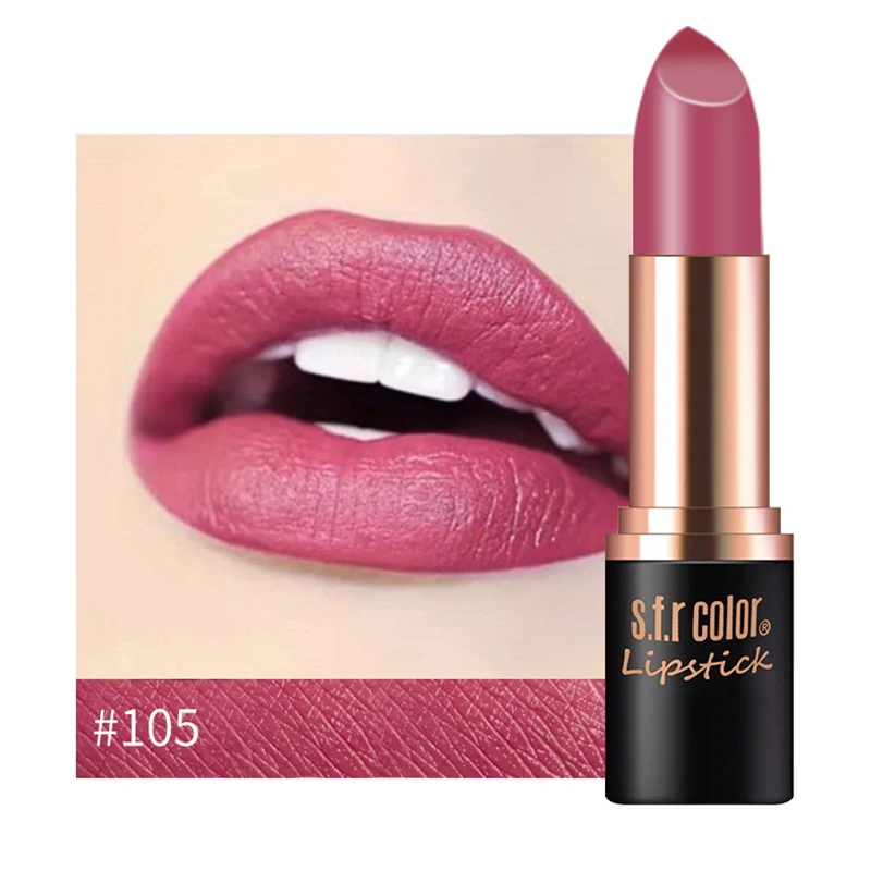 New Matte Lipstick 12color Easy To Wear Waterproof Long-lasting Matte Lip Gloss Lipstick Lady Sexy Lipstick Lip Balm TSLM2 - Color: 105