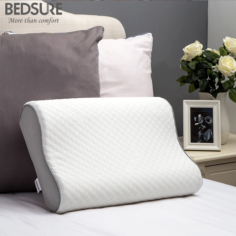 Bedsure Memory Foam Pillow Neck Soft Pillow Massager Fiber Slow Rebound Foam Travel Pillow