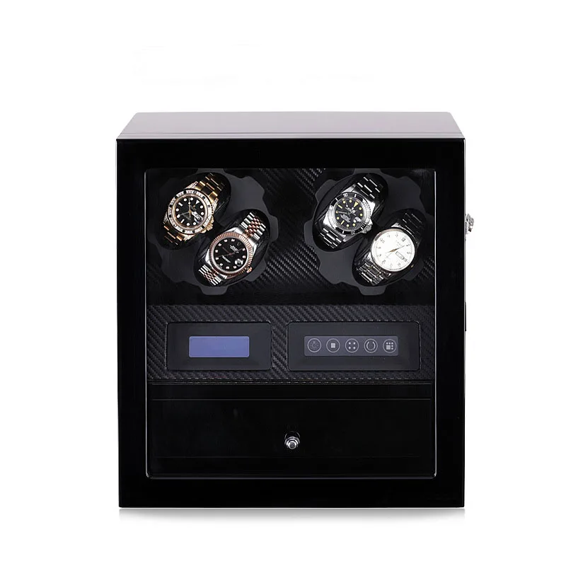 Супер Люкс 4+ 5 часы winder box Дисплей Шкаф для хранения светодиодный алюминиевый мотор авто Электрический вращающийся чехол