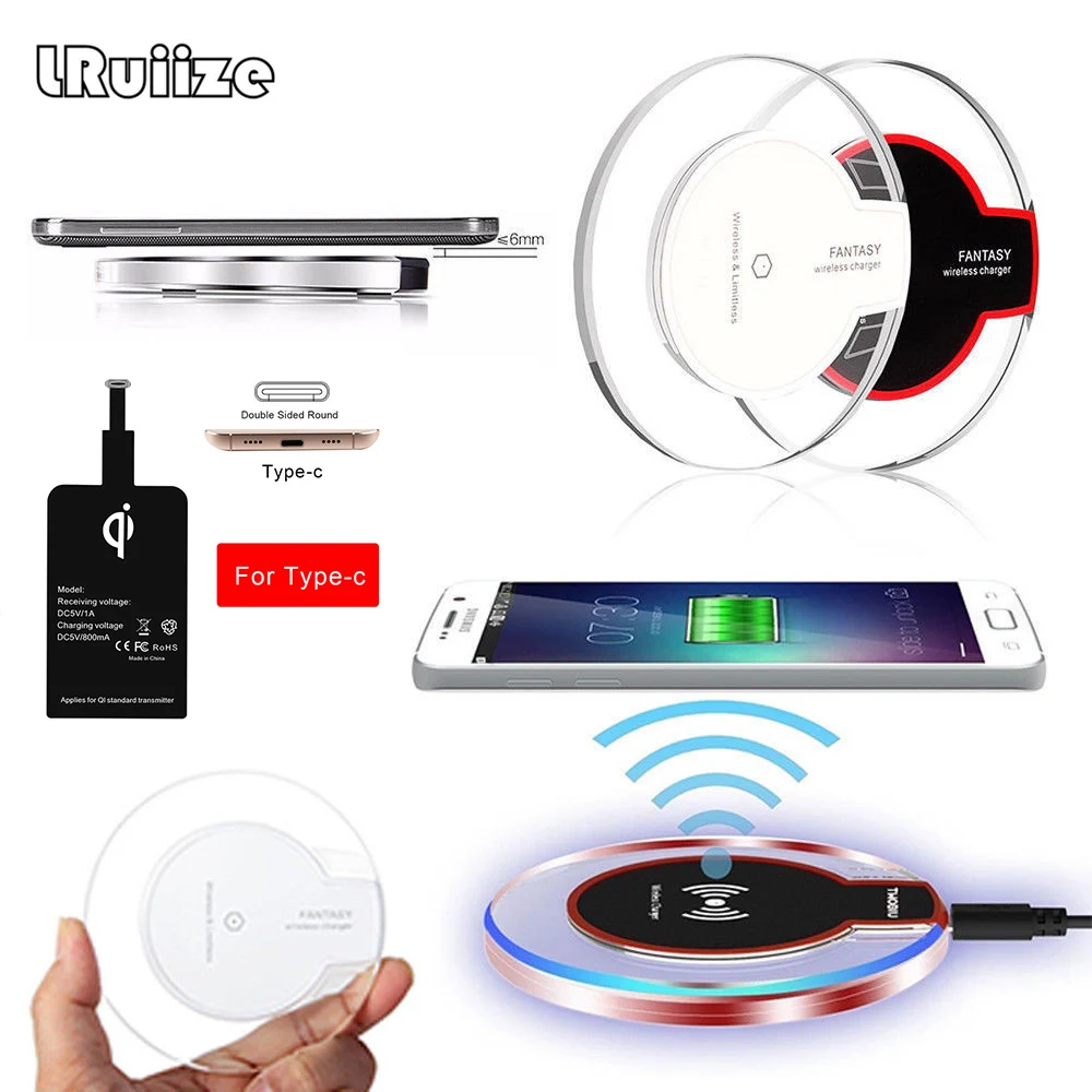 

LRuiize Qi Wireless Charger Charging Induction Charger for HuaWei P10 P9/Plus Mate 10 mate 9/Pro Nova 2s+type-c Receiver Adapter