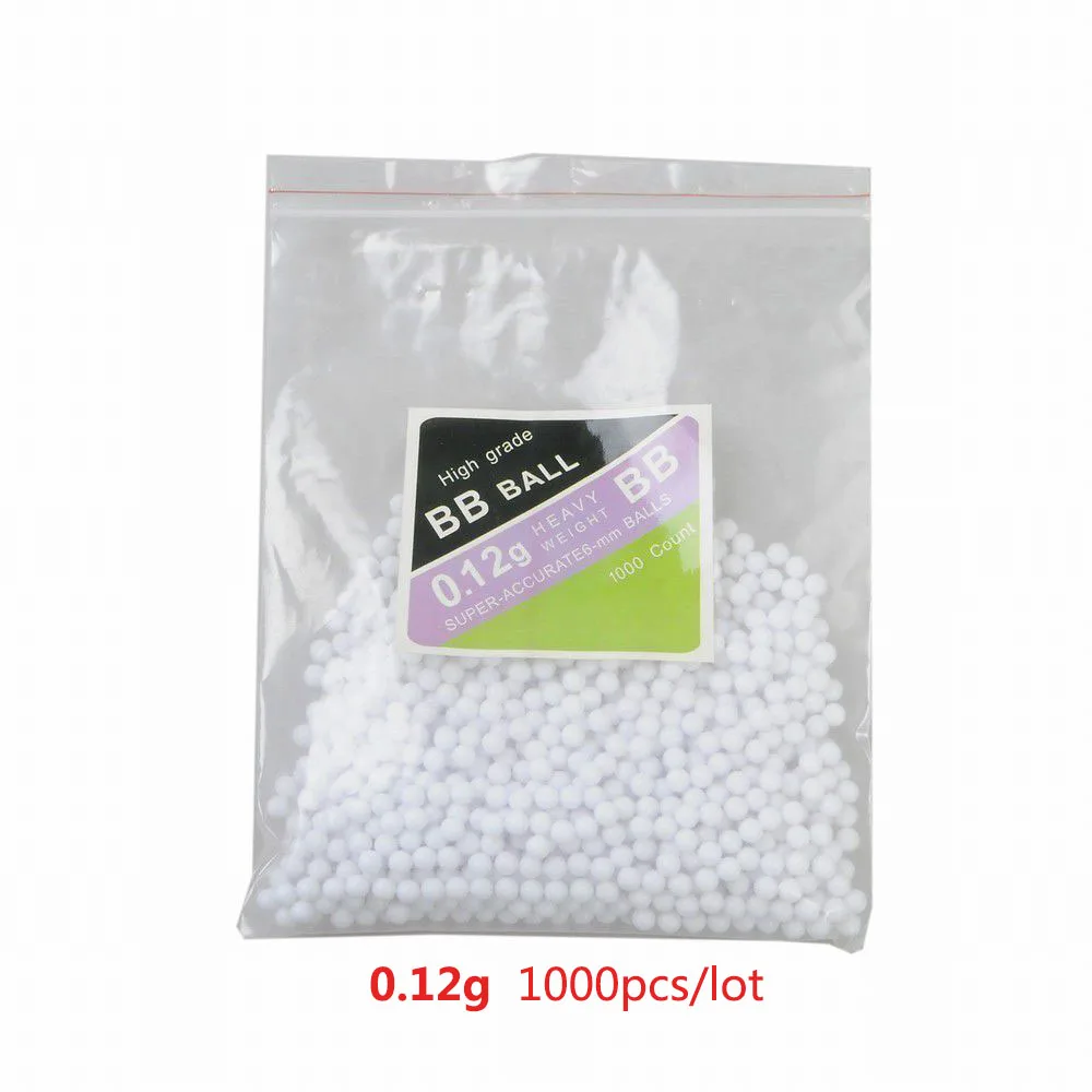 0.12g White 1000pcs 1000 шт страйкбол BB шары Пейнтбол Охотничья винтовка ударная тактическая пушка патроны стрелковое ружье пуля Рогатка с шариком - Цвет: 0.12g White 1000pcs