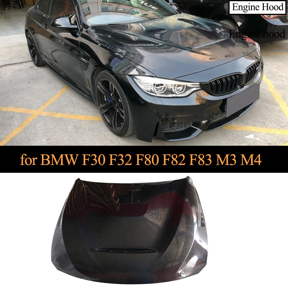 Крышка капота двигателя из углеродного волокна для BMW 3 4 серии F30 F32 F80 F82 F83 M3 M4 глянцевый черный