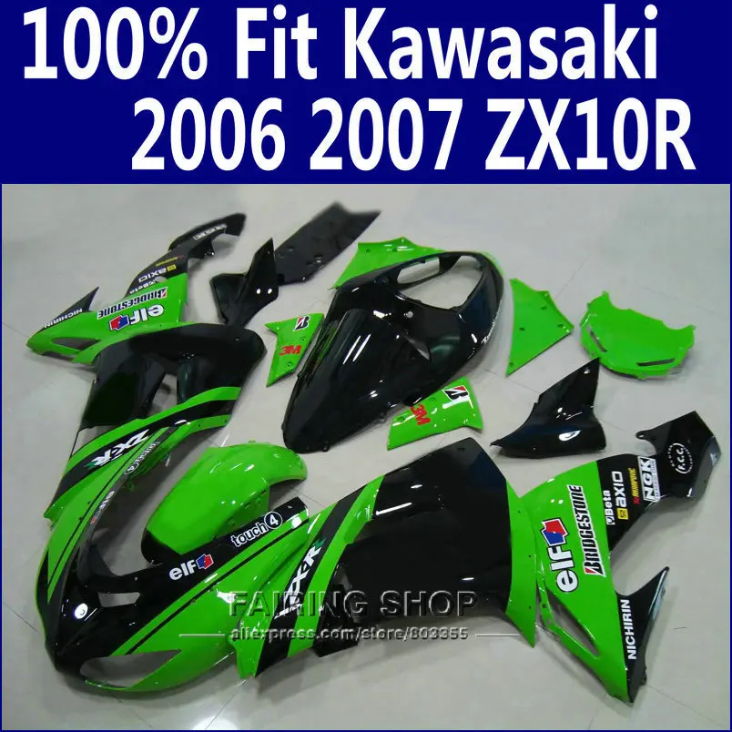 

100%new zx10r 2006 2007 06 07 Fairings For Kawasaki Ninja Injection mold Fairing kit EMS free x11
