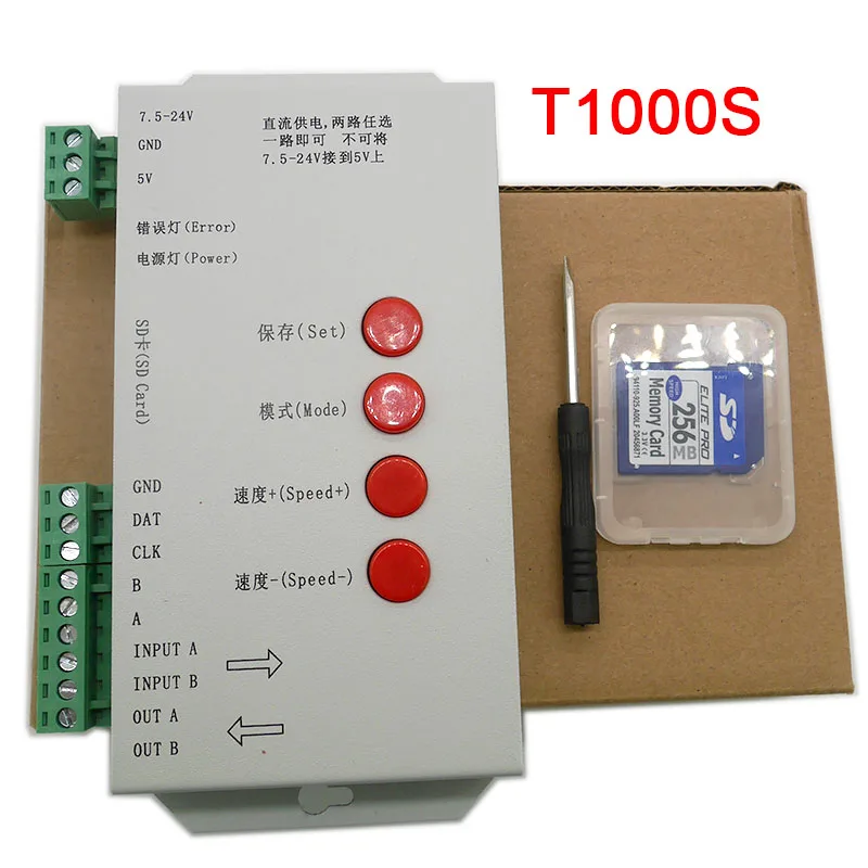 

New T1000S Controller for WS2801 WS2811 WS2812B LPD6803 LED 2048 RGB Pixels strip light with 128 SD Card,DC5~24V