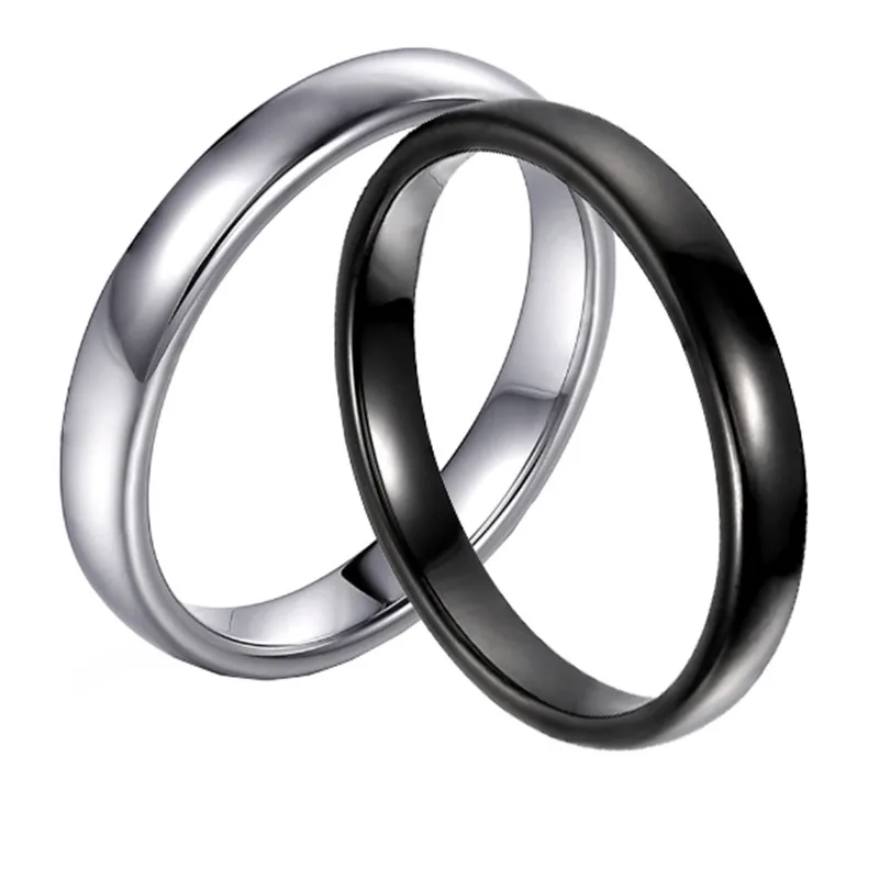 4 мм модный простой обручальный браслет черный/серебристый цвет кольца для влюбленных для свадьбы тонкие ювелирные изделия из нержавеющей стали для пары подарки Анель