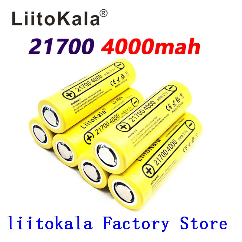 LiitoKala Lii-40A 21700 4000mah Li-Ni Battery 3.7V 40A for Electronic Cigarette Mod / Kit 3.7V 30A power 5C Rate Discharge LiitoKala Lii-40A 21700 4000mah Li-Ni Battery 3.7V 40A for Electronic Cigarette Mod / Kit 3.7V 30A power 5C Rate Discharge