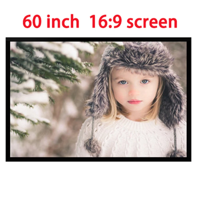 60 дюймов Настенный матовый белый портативный проекционный экран для Мини ЖК светодиодный DLP проектор, складные следы как на картинке