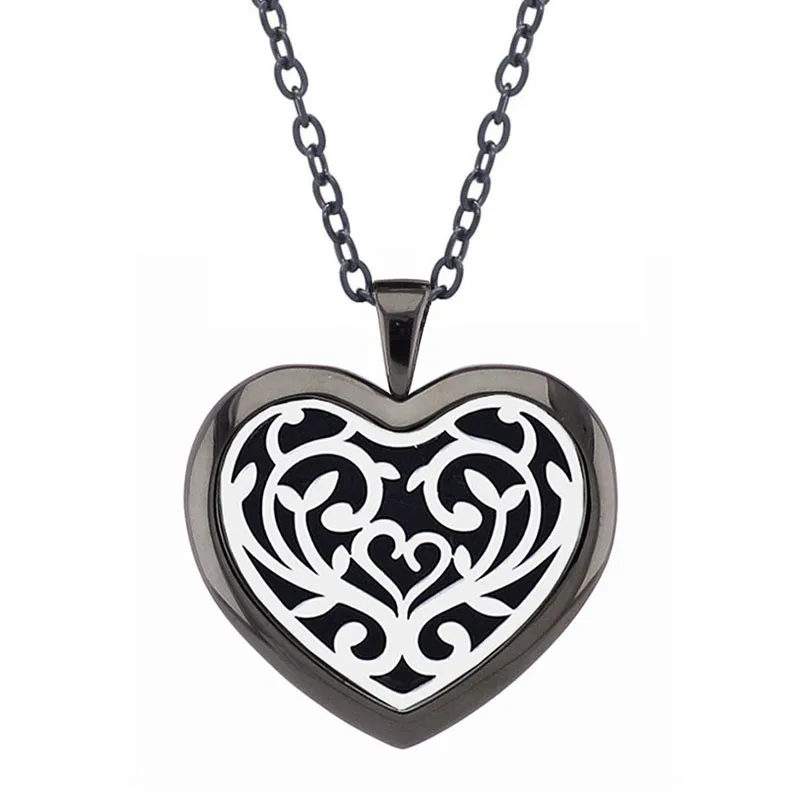 

Free Felt Pads! 30mm Heart Necklace Locekt 316L Stainless Steel Essential Oil Perfume Locket Diffuser Necklace