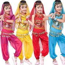 Топ+ штаны, детские танцевальные костюмы для живота, платье для танца живота, одежда для бальных танцев