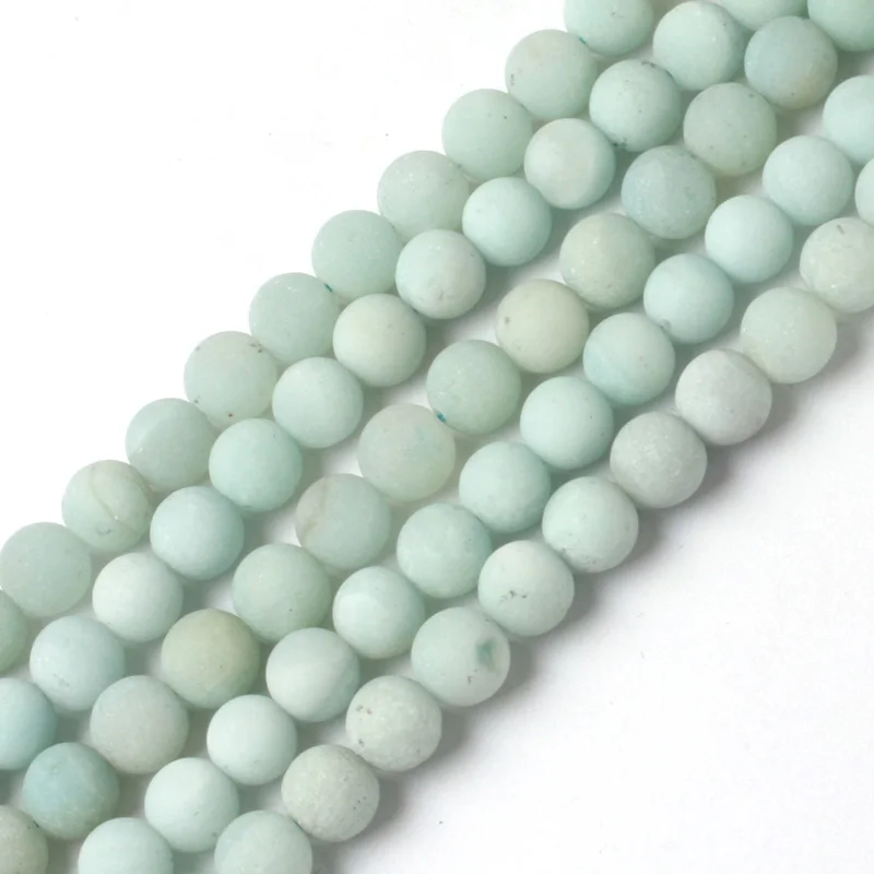 

round frost amazonite natural stone beads DIY spacer loose bead for jewelry making strand 15" wholesale