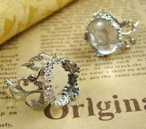 

-ree shipping!!!!!15mm Silver Tone Crown Rings Base/ring findingd-ring blank