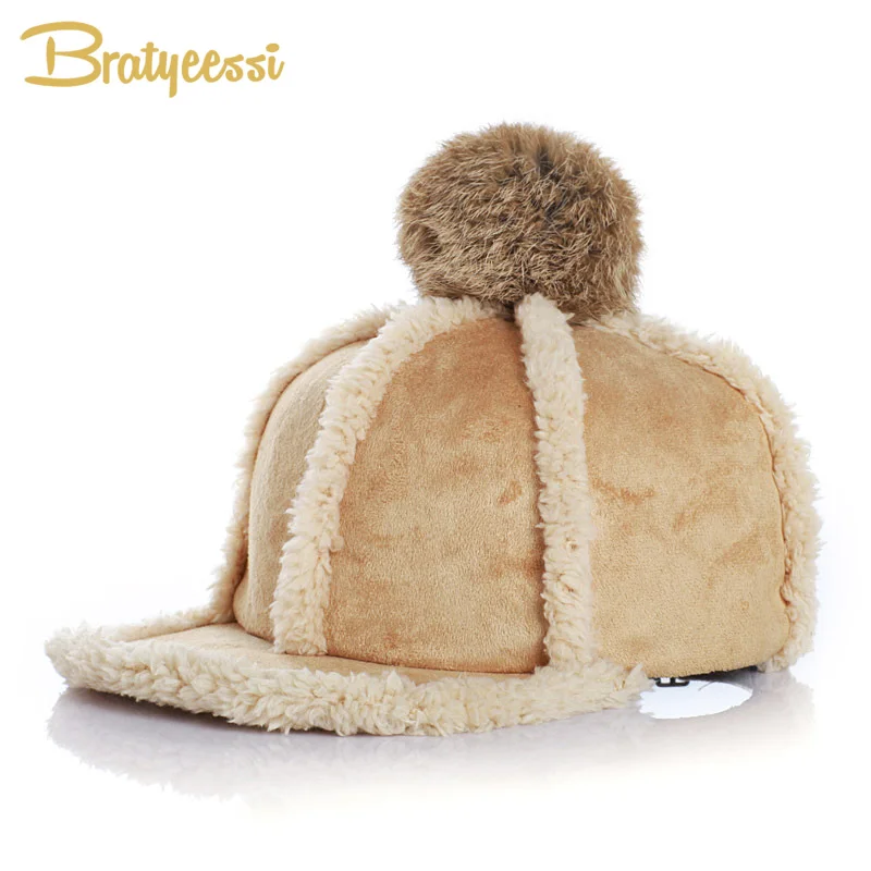 

Fashion Baby Winter Hats for Girls Boys with Detachable Fur Ball Adjustable Child Cap for 2-6 Years