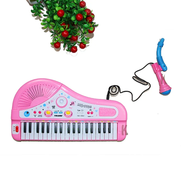 Deevoka Piano Teclado Infantil 37 Teclas Piano para Crianças Piano  Eletrônico com Microfone Brinquedos Educativos para 3 4 5 6 Anos , ROSA 