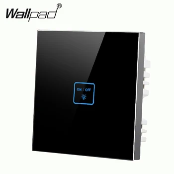 

110-250v Wallpad 1 gang 1 way Waterproof Crystall Glass Black DIY touch light wall switch micro Wall switch Free Shipping