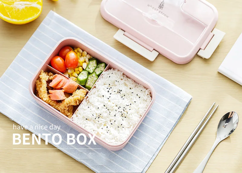 Японский стиль пластиковая Пшеничная солома Bento Ланчбокс портативный детский школьный Студенческая коробка для завтрака микроволновая печь для пикника пищевой контейнер для кемпинга