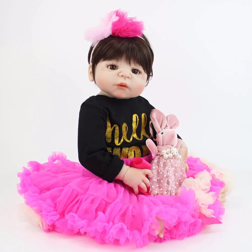 55 см полный силиконовые Reborn Baby Doll игрушка как настоящая девочка Bonecas винил новорожденных малышей Bebe игрушка для сна подарок на день рождения