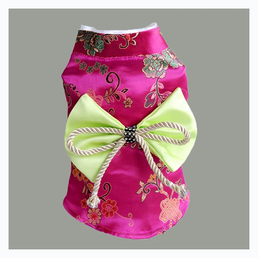 Популярная одежда для собак, платье с цветочным принтом, японское кимоно, рубашка с галстуком-бабочкой, костюм, платье принцессы, детское платье - Цвет: purple
