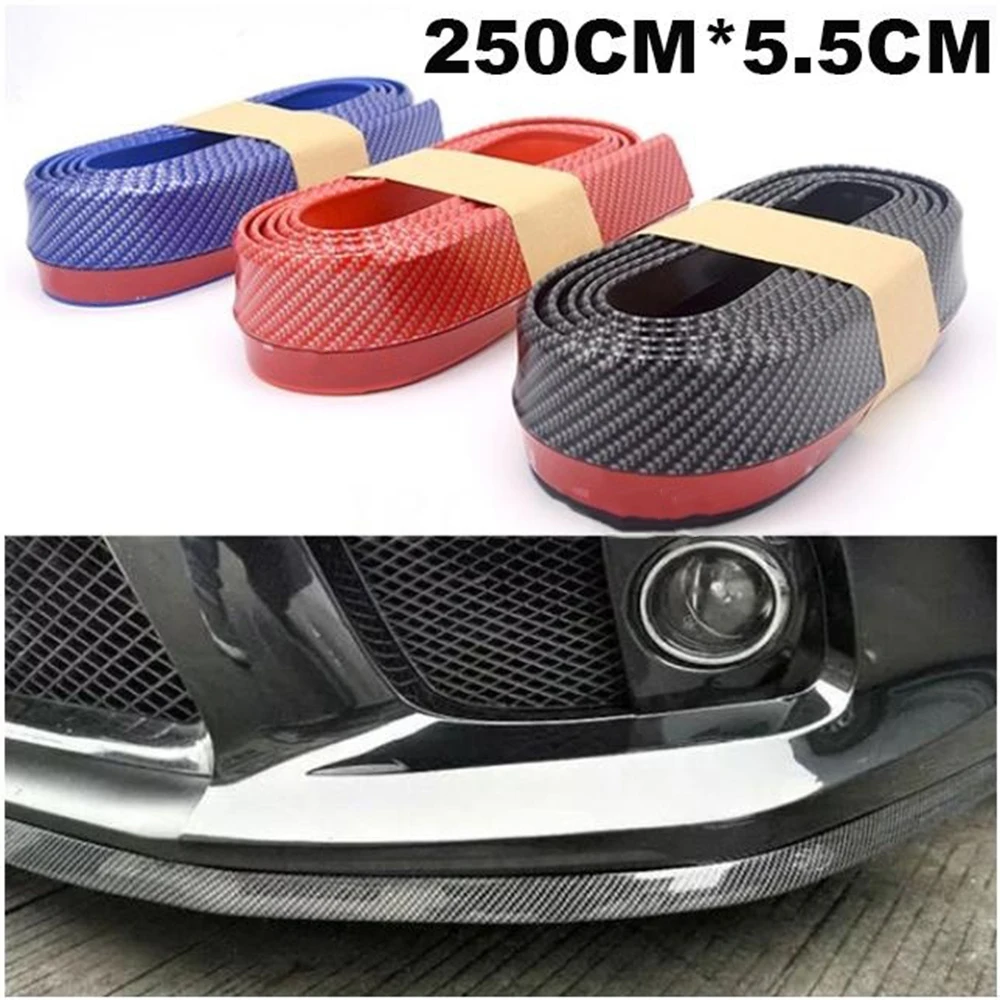 2.5M Carbon Fiber Front Bumper Lip Splitter Chin Spoiler Body Kit Trim