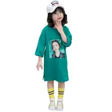 Princess Long Style T-shirts for Girls Letter Print Side Slit Kids T Shirt for Girls Spring Autumn Tee Tops White Green Color цена Princess Long Style T-shirts for Girls Letter Print Side Slit Kids T Shirt for Girls Spring Autumn Tee Tops White Green Color цены онлайн