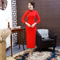Красный винтаж для женщин Свадебные Cheongsam элегантный тонкий китайский вечернее платье плюс размеры 3XL Лето кружево шоу на сцене Qipao Vestidos