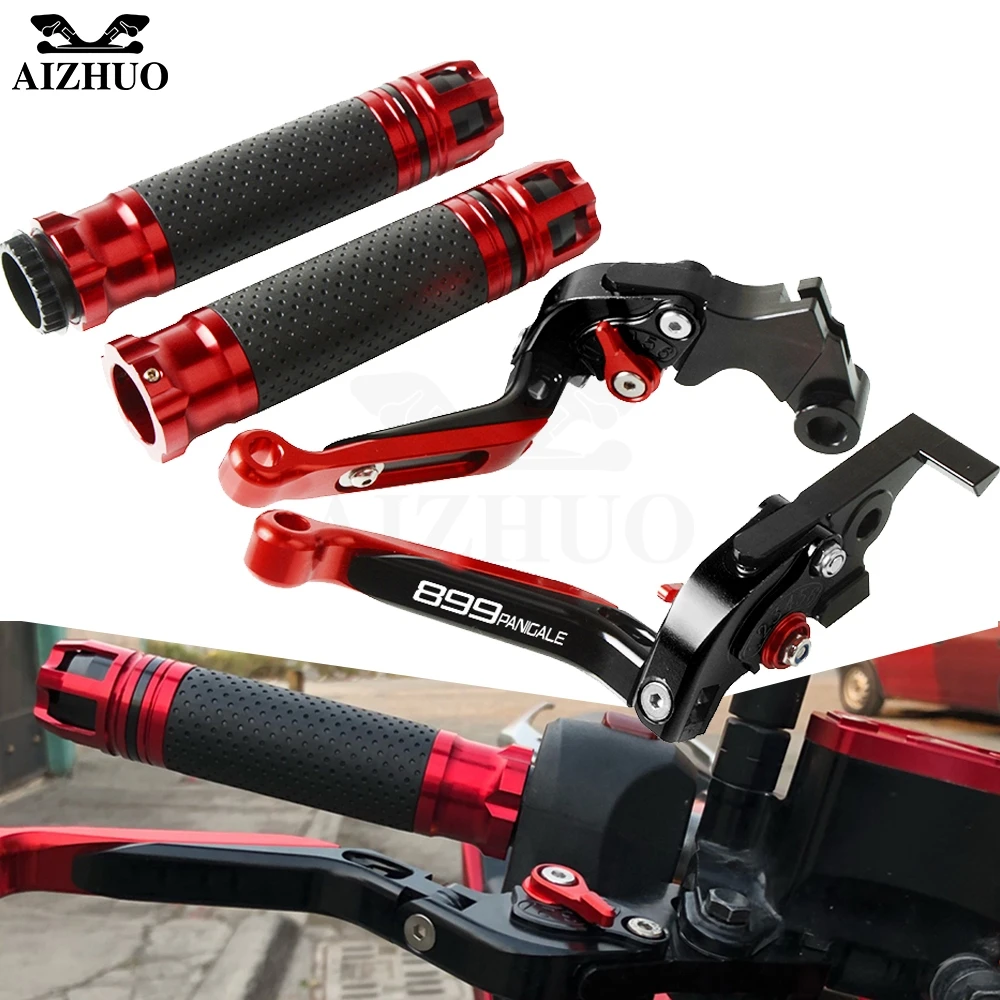 

Motorcycle Accessories Brake Clutch Lever Extendable+Hand Grips Handlebar For DUCATI 899 Panigale 899Panigale 2014 2015