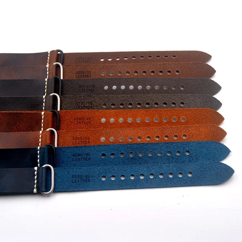 20 мм 22 24 новый дизайн высокое качество натуральная кожа ремешок для часов Nato Zulu