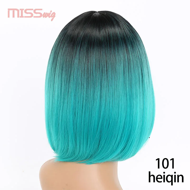 Us 11 64 32 Off Miss Wig Pink Ombre Black Blonde Blue Gray Wig Long Straight Hair Short Wigs For Black Women Synthetic Wigs 230g In Synthetic