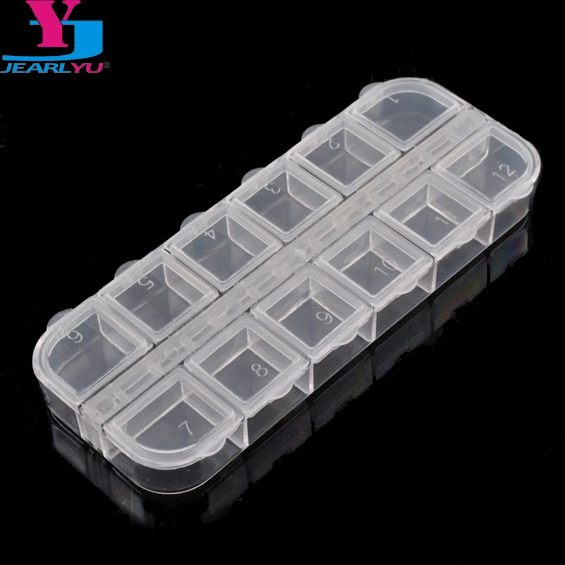 

12 Sots Empty Nail Manicure Storage Box Acrylic Case Gem Stone Powder Rhinestones Sticks Container Nail Salon Tools Accessories