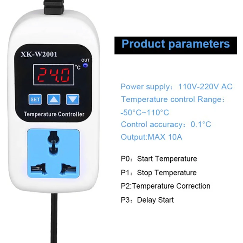 Цифровой светодиодный термометр регулятор температуры Термостат для инкубатора управление микрокомпьютер задержка старт с зондом 110-220 В 1500