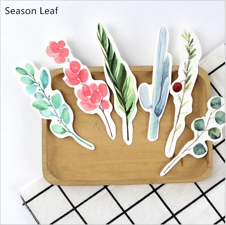 

30Pcs/Pack Natural Green Leaves Season Flower plants swatch Paper Cartoon Film Bookmark Writing Message Card Gift Stationery