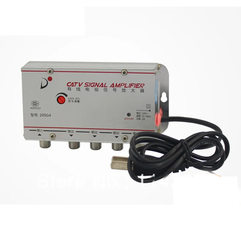 Standard AC 220V 50Hz 4 Way CATV Cable TV Signal Amplifier AMP Universal Video Booster Splitter